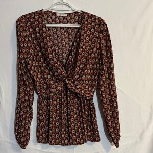 Pleione Women's Patterned Blouse in Red and Black